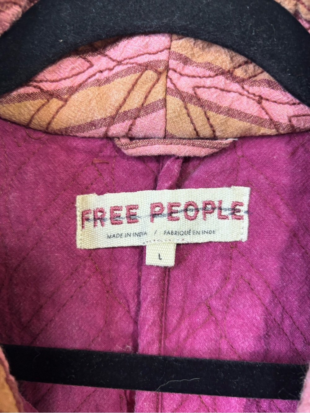 Free People Sunrise Quilted Vest Jacket stripped Piping tie waist Size Large - Picture 5 of 12